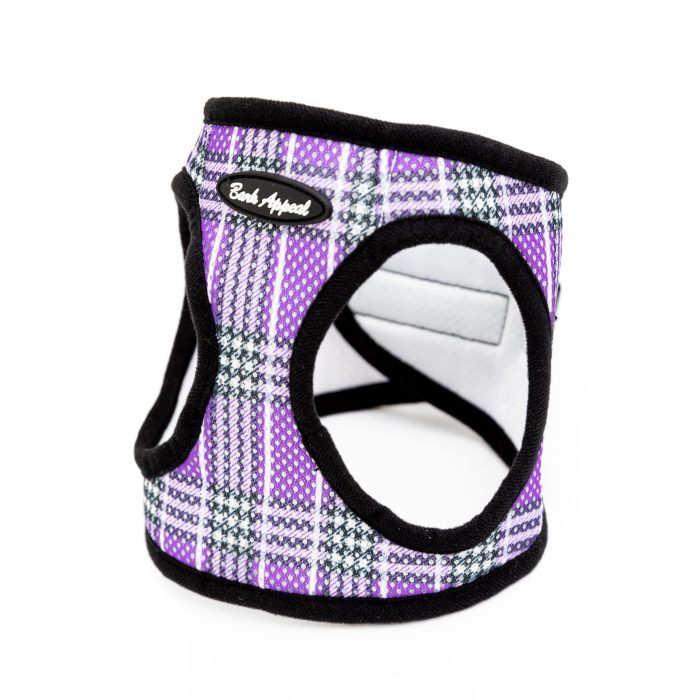 Purple plaid dog harness