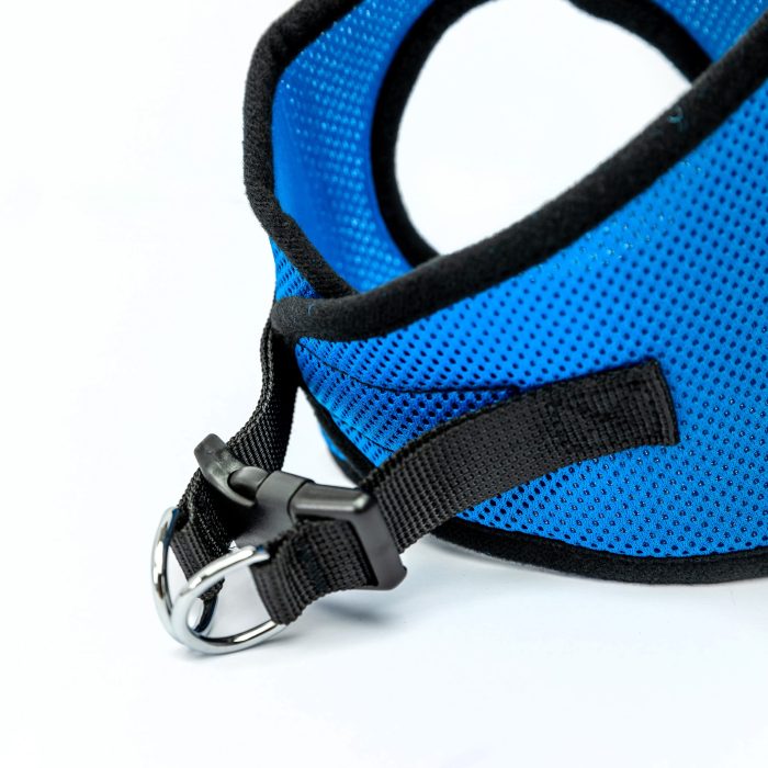 blue mesh step-in dog harness detail
