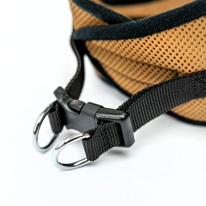 tan mesh step-in dog harness detail