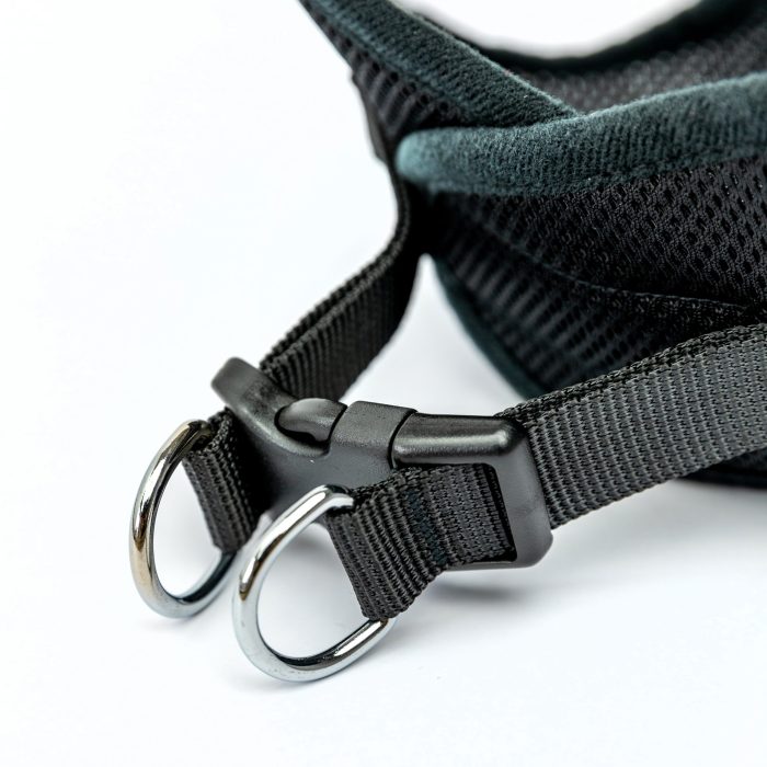 black mesh step-in dog harness detail