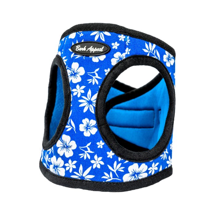 blue hibiscus step-in dog harness