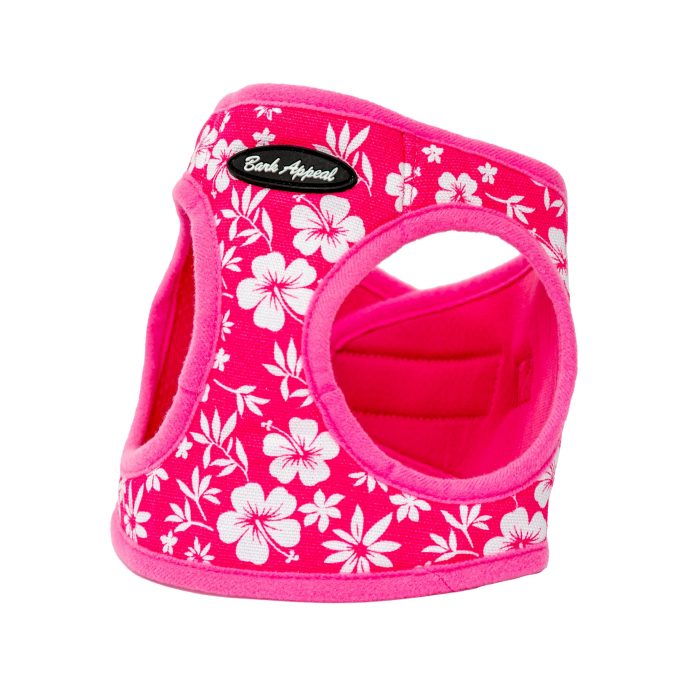 pink hibiscus step-in dog harness