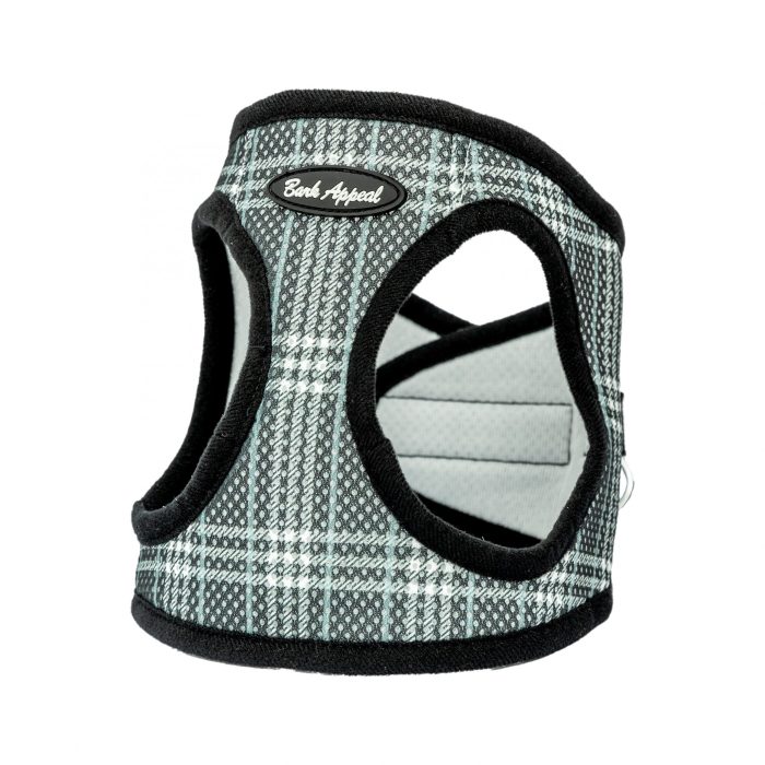 black plaid mesh pet harness