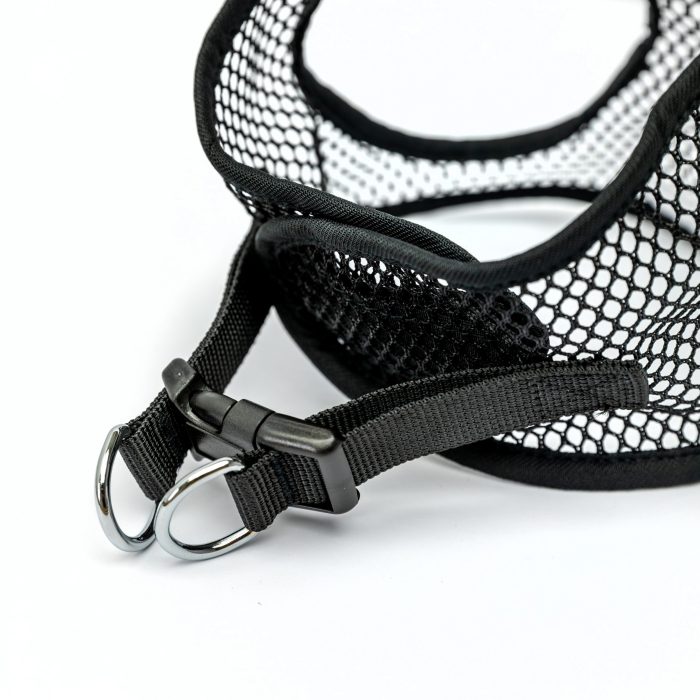 black netted step in dog harness detail
