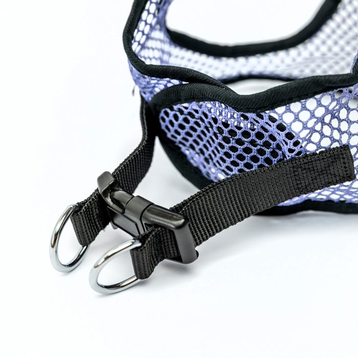 lavender purple netted stepin dog harness detail