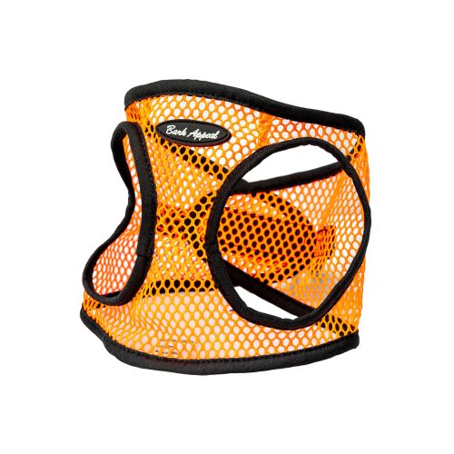 orange neon netted step in dog harness