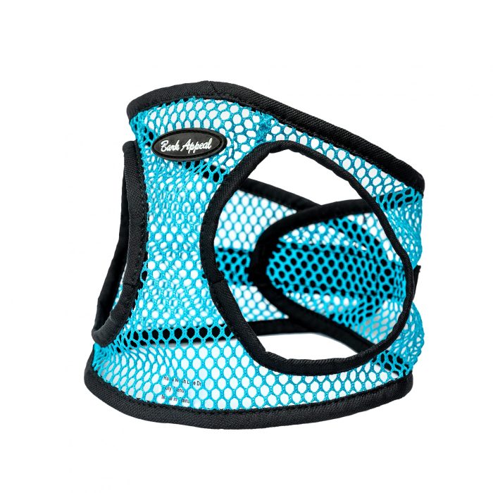 Aqua netted step in dog harness