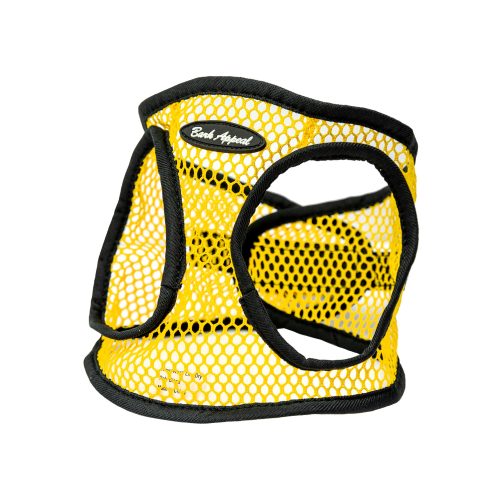 yellow netted step in dog harness