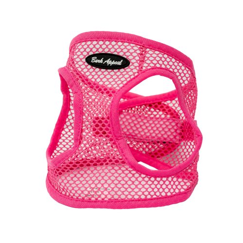 pink netted step in dog harness