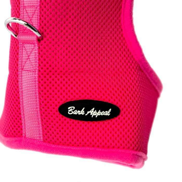 pink wrap and go mesh dog harness detail