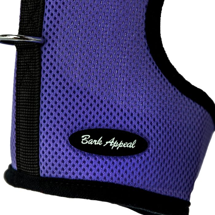 purple wrap and go mesh dog harness detail