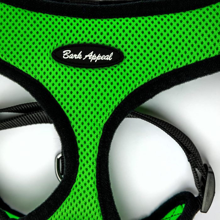 neon green mesh pullover dog harness detail