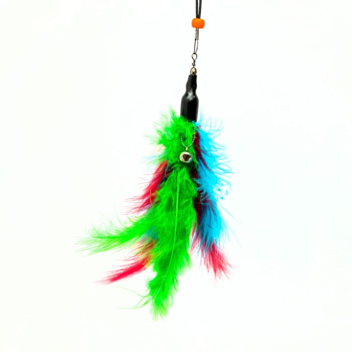 cat toy wand with feather detail