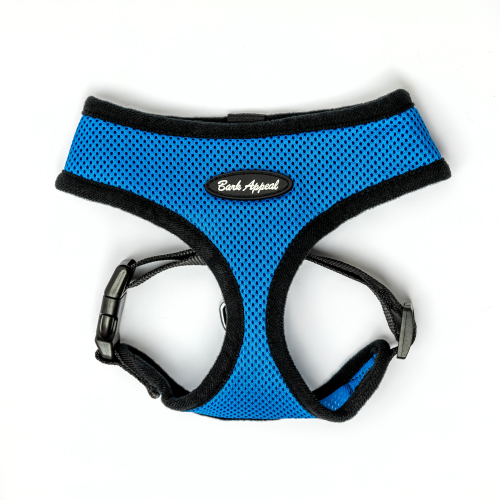 blue mesh pull over dog harness