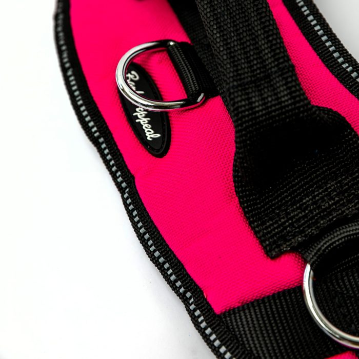 pink reflective no pull dog harness detail