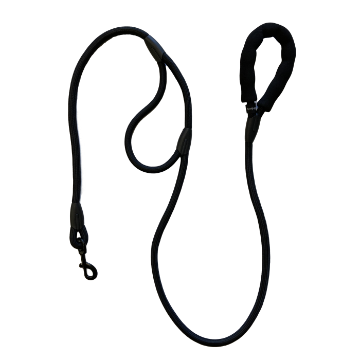 black dual handle rope leash